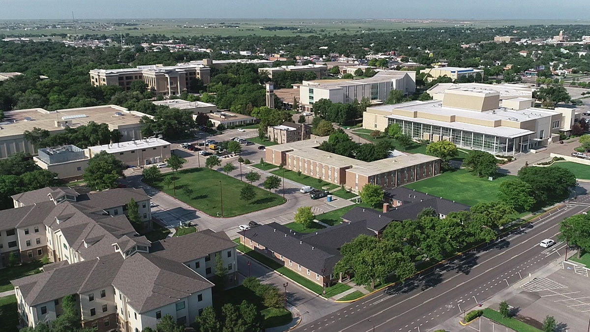 Arial view of the West Texas A&M University (WTAMU) campus.